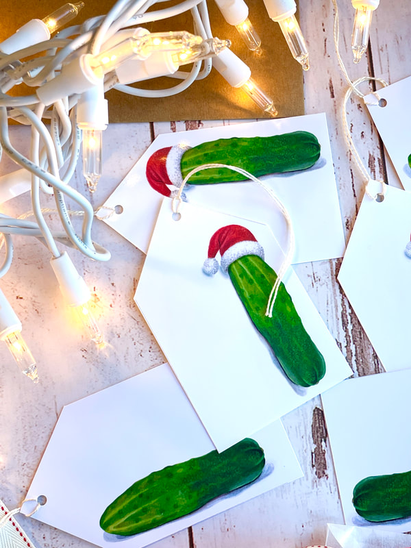 pickle and santa pickle gift tags