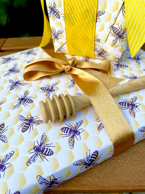 HONEYBEE STAMPS ON GOLDEN HONEYCOMB PAPER