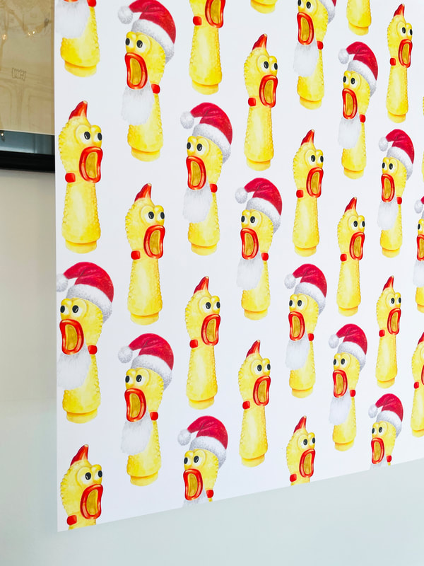 Rubber Chickens in Santa Hats